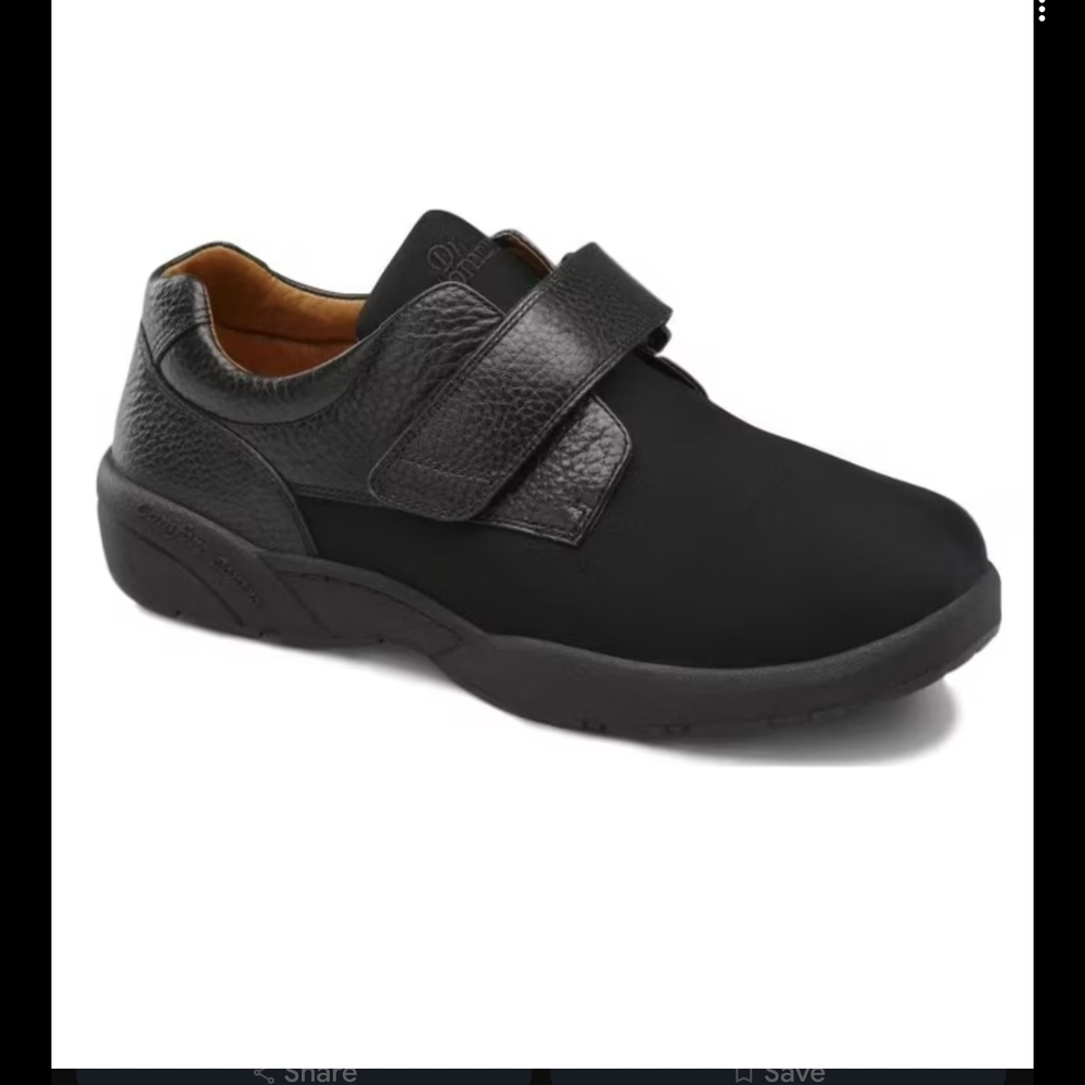 Dr Comfort Men's Black Leather Velcro Sneakers